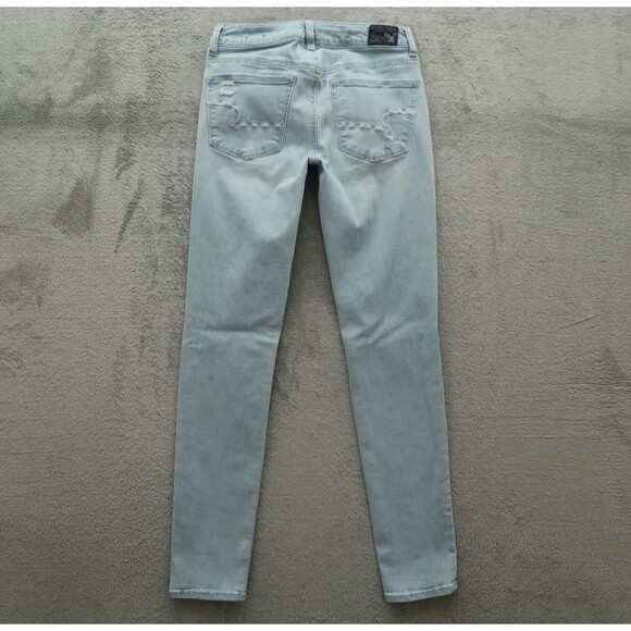 American Eagle Jeans Women's Size 4 Blue Low-Rise Skinny 29" Inseam Distressed - Picture 12 of 16
